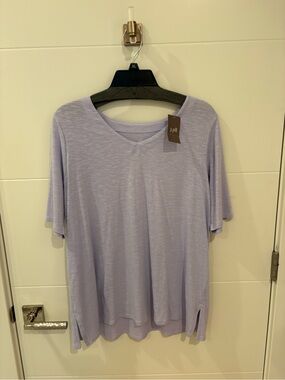 J. Jill Lavender V-Neck Short Sleeve Tee